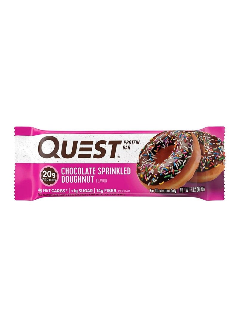 Quest Nutrition Chocolate Sprinkled Doughnut Protein Bars, High Protein, Low Carb, Gluten Free, Keto Friendly