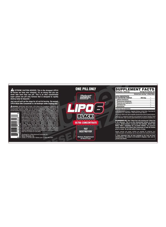 Lipo 6 Black Ultra Concentrate Supplement - 60 Capsules