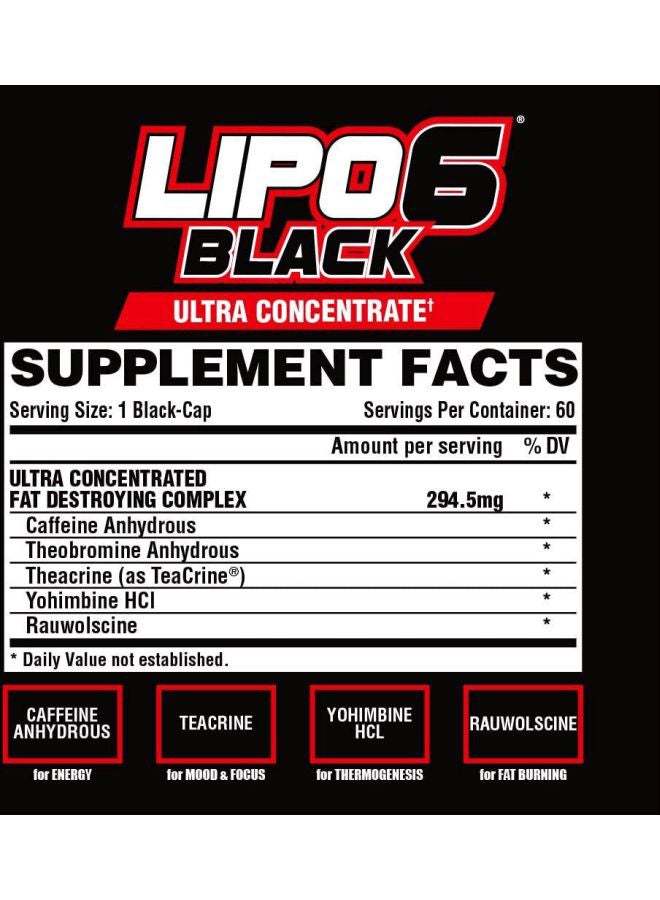 Lipo 6 Black Ultra Concentrate Supplement - 60 Capsules