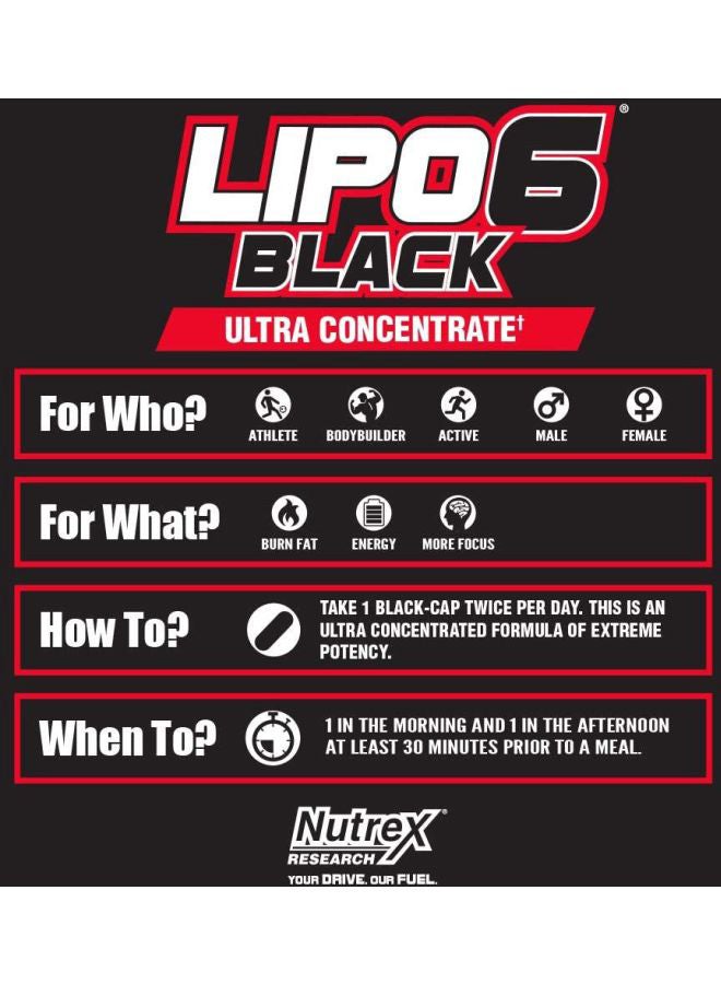 Lipo 6 Black Ultra Concentrate Supplement - 60 Capsules