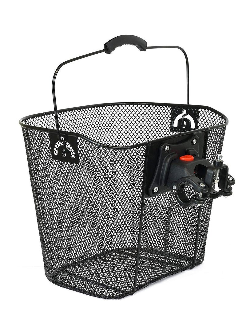 Bike Front Carrier Basket Pet Carrier Quick Release Basket designed Metal Mesh Basket for Front of Bicycle