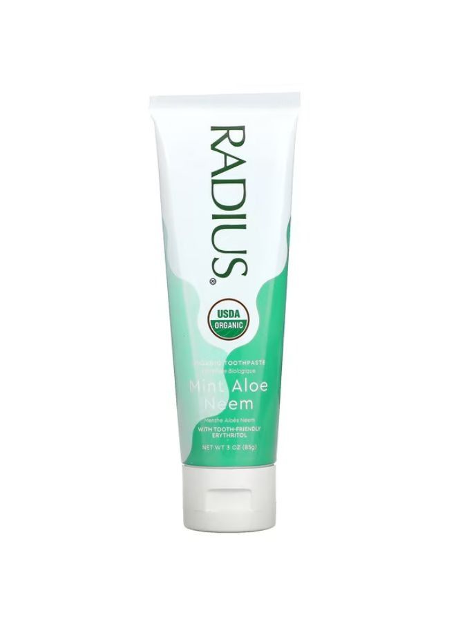RADIUS, USDA Organic Toothpaste, Mint Aloe Neem, 3 oz (85 g)