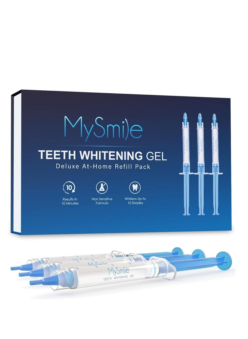 MySmile Teeth Whitening Gel Pen Refill Pack, 3 Non-Sensitive Teeth Whitening Pen, Deluxe Teeth Whitener Dental Grade Tooth Whitening Gel with Carbamide Peroxide for Home, 10 min Fast Result Pack of 3