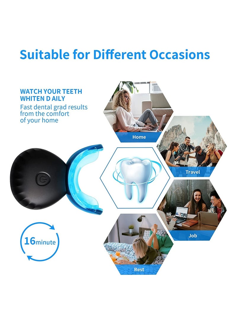 Home Wireless Teeth Whitening Kit 16 Points LED Blue Light Accelerator Whitening and Stain Removal Black