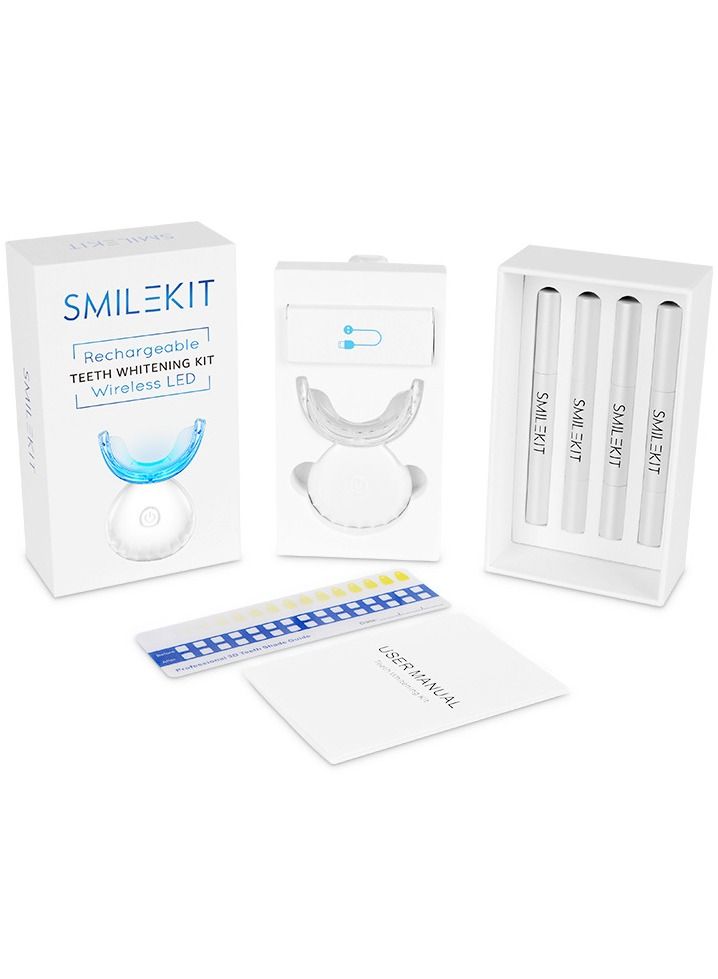 Home Wireless Teeth Whitening Kit 16 Points LED Blue Light Accelerator Whitening and Stain Removal White