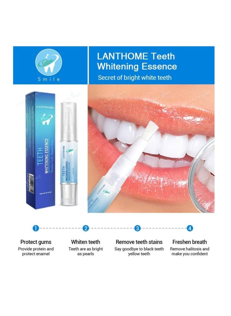 2 Pieces Teeth Whitening Pen With 1x4ml Natural Tooth Whitening Removes Stains Safely Painless No Sensitivity Travel-Friendly Easy To Use Best Effective Tooth Whitener Beautiful White Smile Liquid Pen