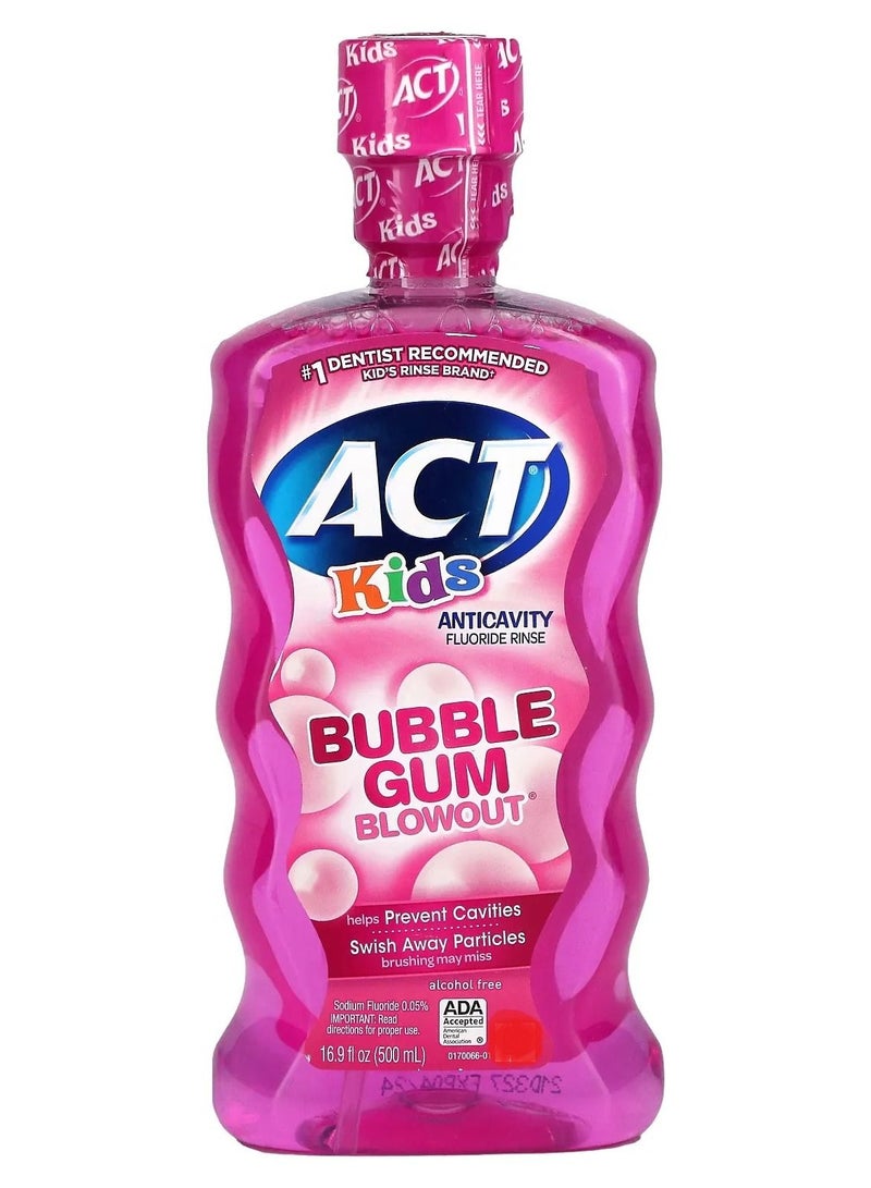 Kids Anticavity Fluoride Rinse Alcohol Fre Bubble Gum Blowout 16.9 fl oz 500 ml