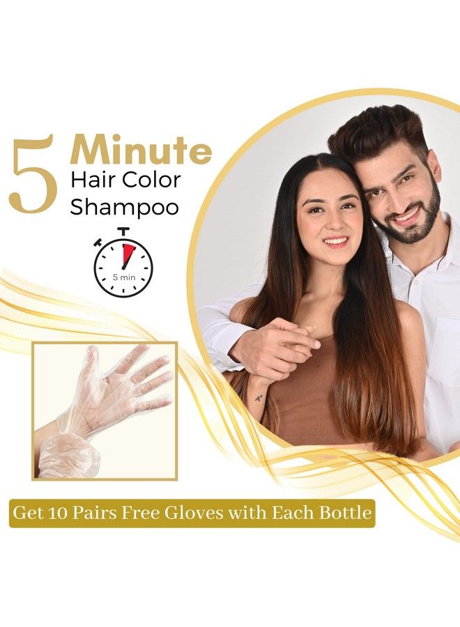 Hair Color Shampoo 400Ml Natural Black For Men & Women No Ammonia No Paraben (10 Pair Free Gloves)