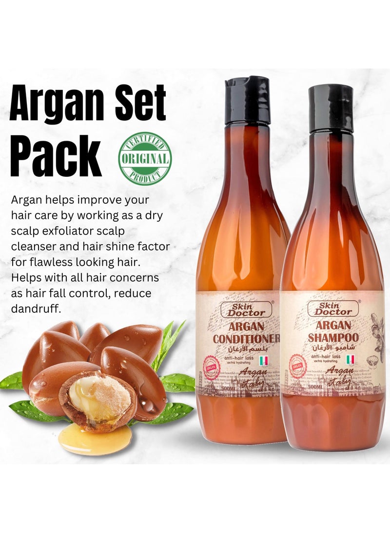 Moroccan Argan Oil Shampoo & Conditioner Pack - Ultra Hydrating - Repairs and Protects Dry Hair - Improves Hair Health - Soften & Strengthen Hair for Damaged, Dry Frizzy and Hair Loss (1000 ml)