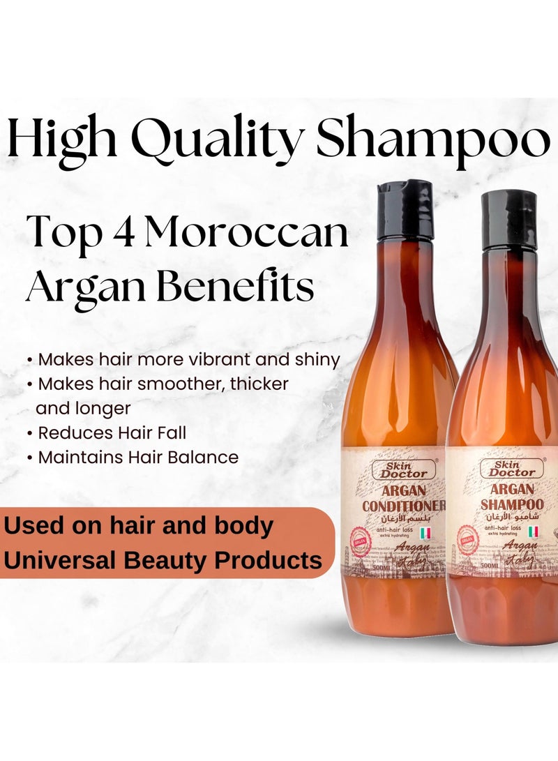 Moroccan Argan Oil Shampoo & Conditioner Pack - Ultra Hydrating - Repairs and Protects Dry Hair - Improves Hair Health - Soften & Strengthen Hair for Damaged, Dry Frizzy and Hair Loss (1000 ml)