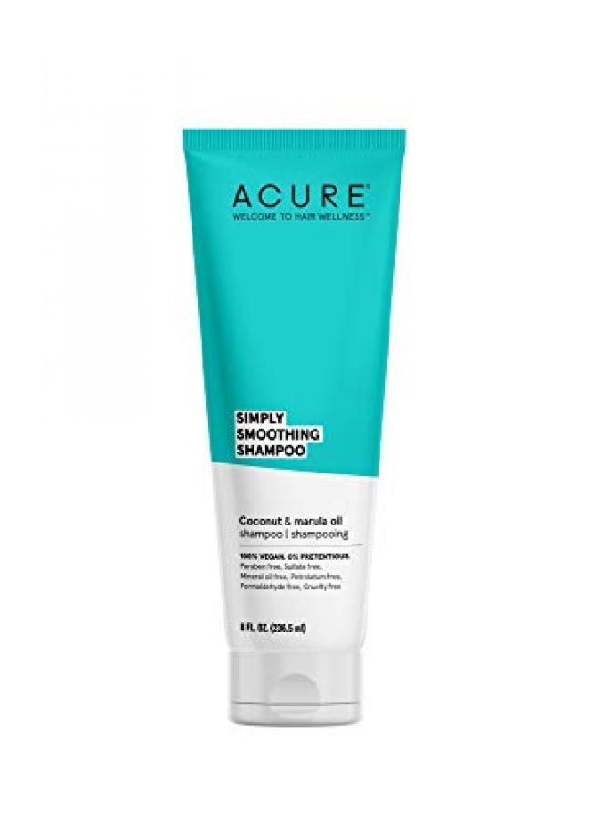 Acure Simply Smoothing Shampoo Water Coconut & Marula Oil 100% Vegan Performance Driven Hair Care Smooths & Reduces Frizz WhiteBlue 8 Fl Oz