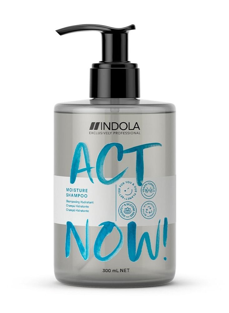 Indola Act Now Moisture Shampoo, Hydrating Hair Care for All Hair Types, 300ml