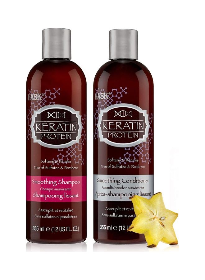 Keratin Protein Smoothing Shampoo and Conditioner Set Multicolour 355ml