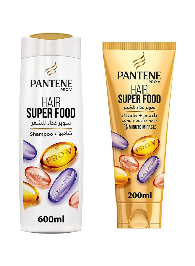Hair Super Food 3 Minute Miracle Conditioner With Shampoo 600ml + 200ml Pack of 2