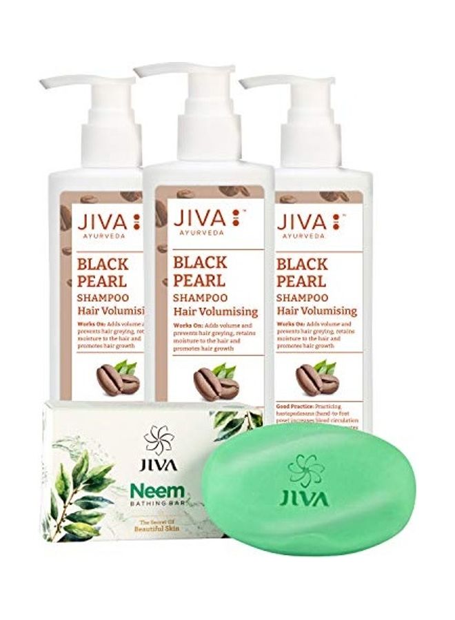 Pack Of 3 Black Pearl Shampoo With Neem Soap Multicolour 600ml