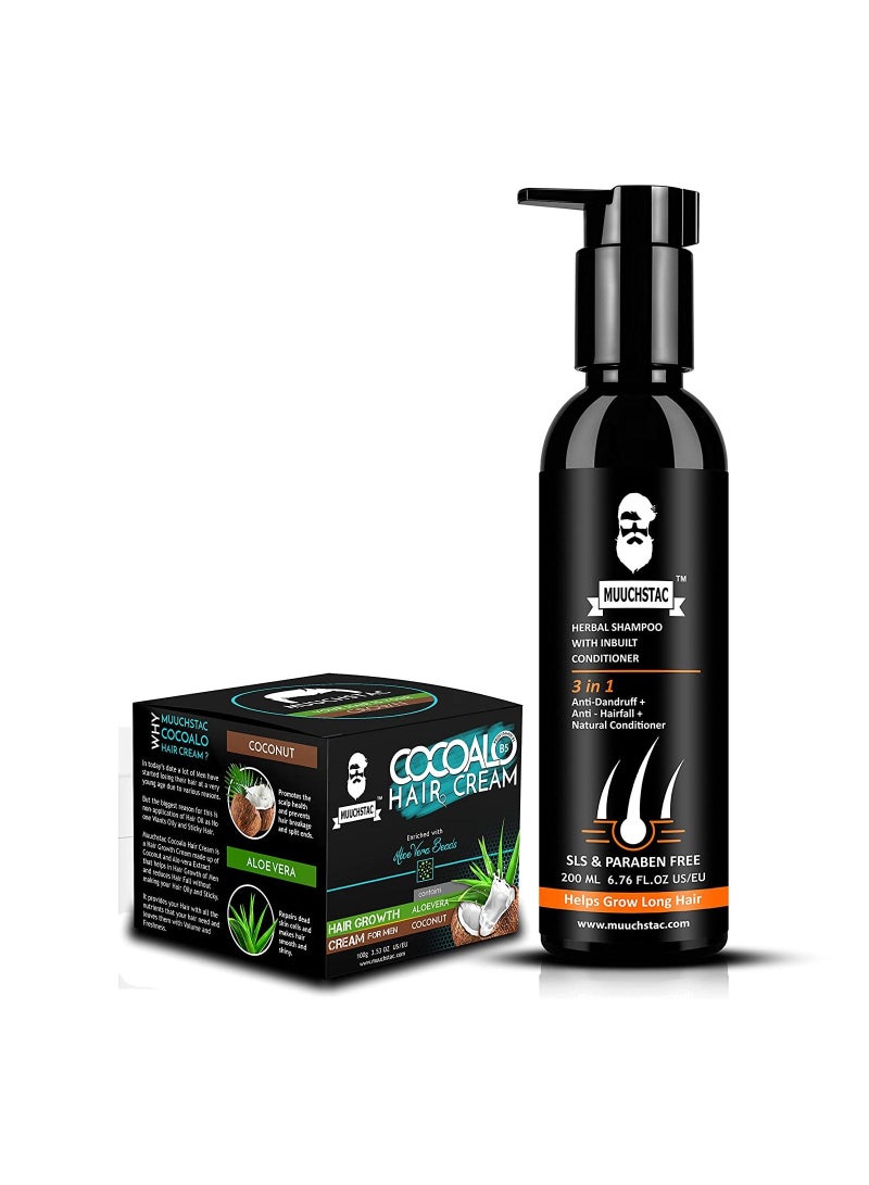 Anti dandruff Anti Hairfall Herbal Shampoo With Inbuilt Conditioner 200ml Cocoalo Hair Cream 100gm