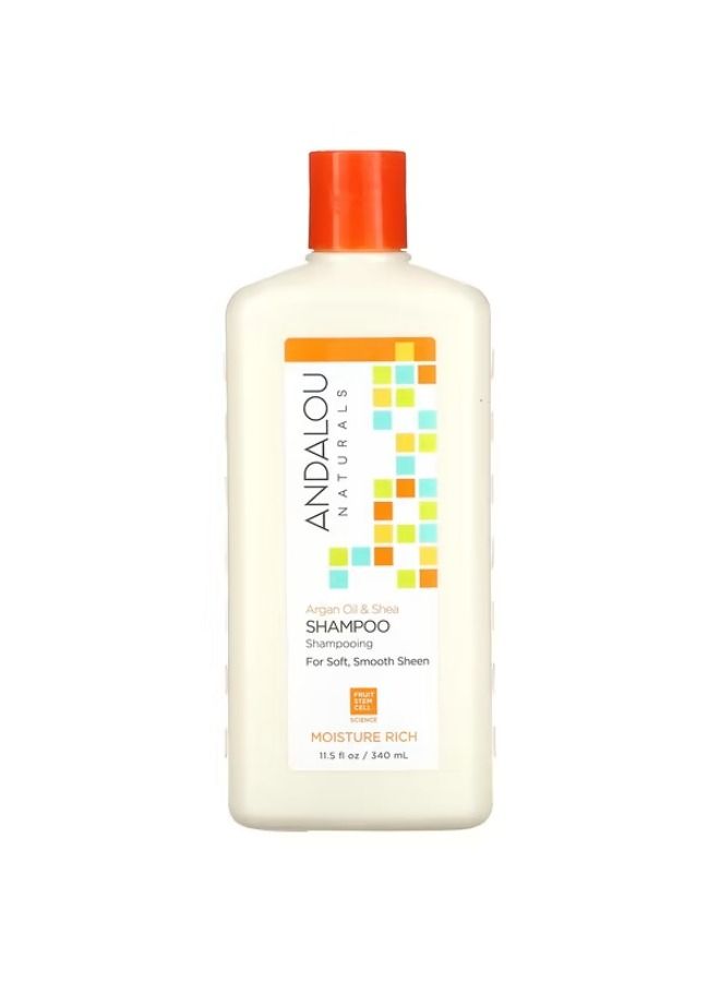 Andalou Naturals, Shampoo, Moisture Rich, For Soft, Smooth Sheen, Argan Oil & Shea, 11.5 fl oz (340 ml)