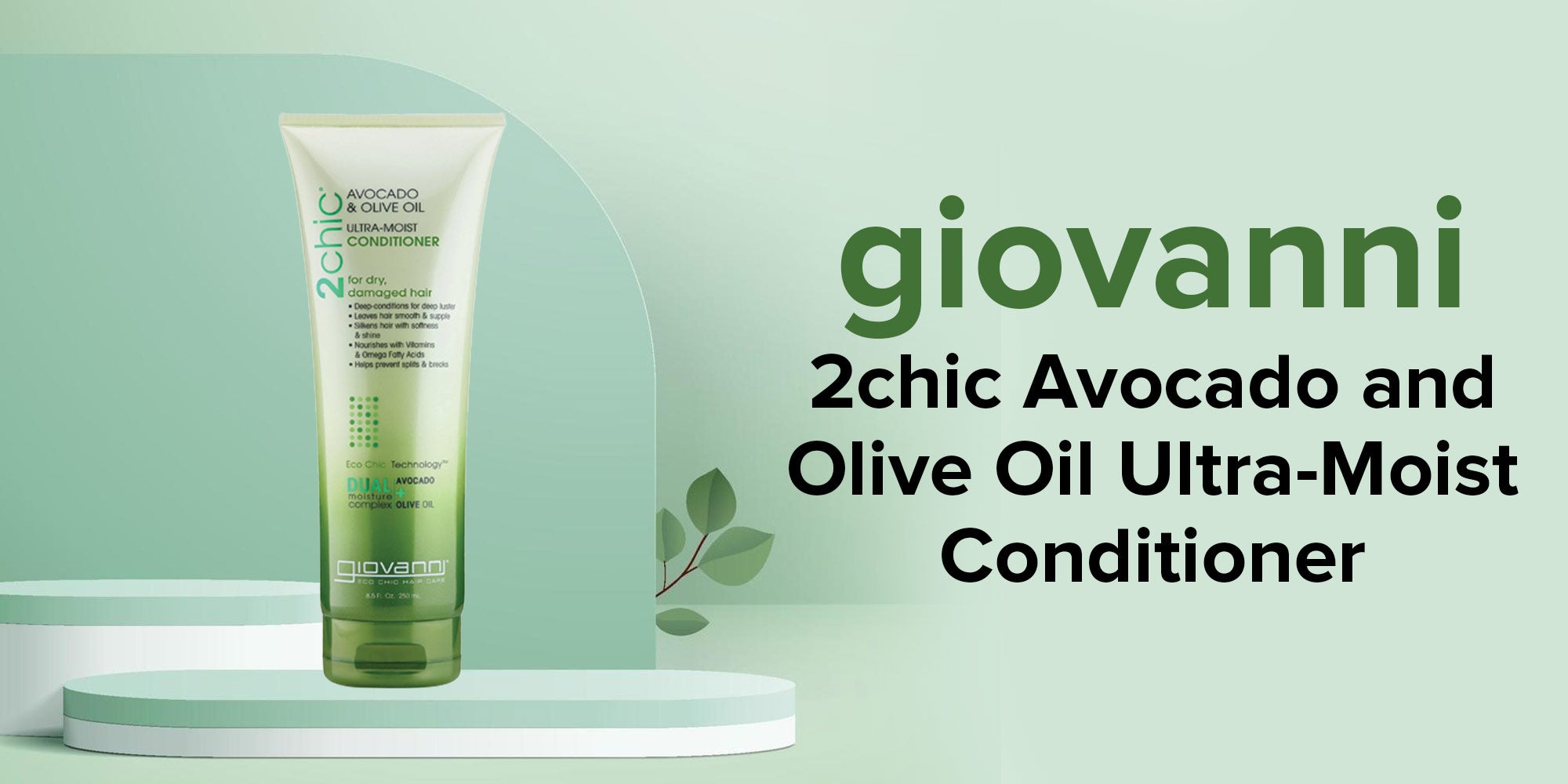 Giovanni 2Chic Ultra Moist Conditioner, Hair Care, Infused With Avocado & Olive Oil 250ml