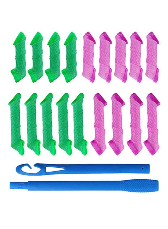 20-Piece Hair Curler Set Green/Pink/blue