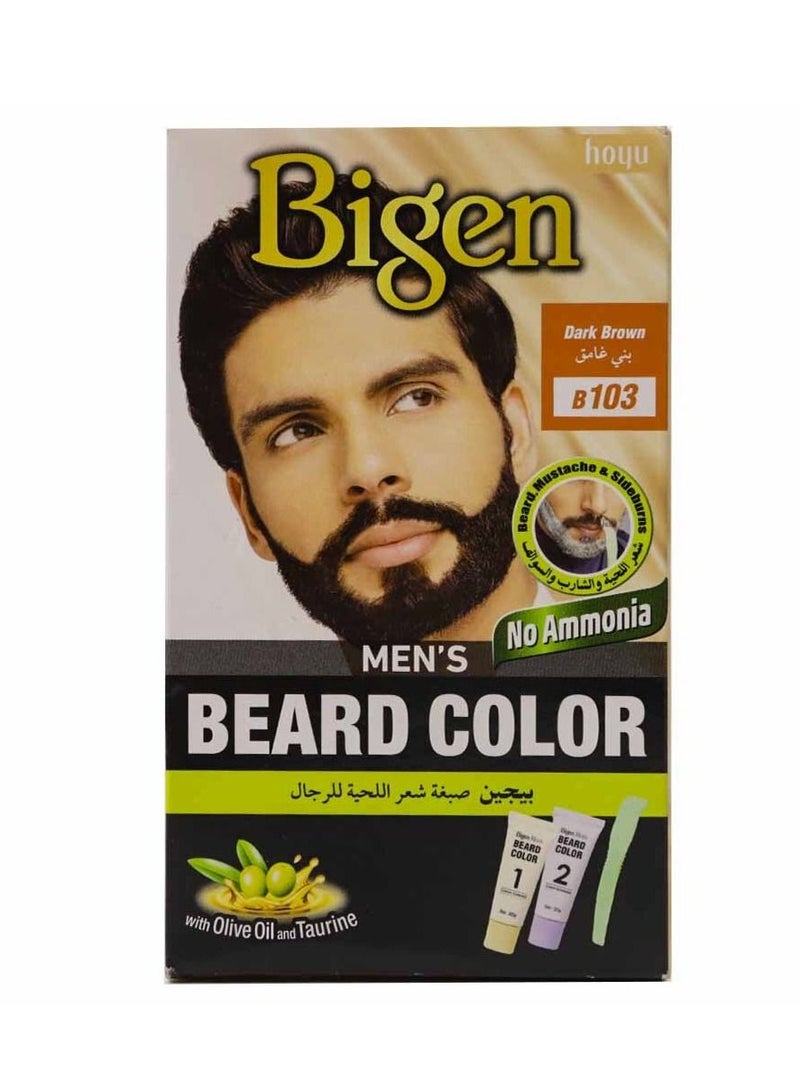 Dark Brown B 103 Beard Color for Men (Natural Herb), No Ammonia, Bigen