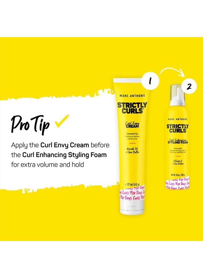 Strictly Curl Enhancing Styling Foam , Extra Hold - Vitamin E & Silk Proteins Transforms Frizzy Hair to Full , Shiny , Defined Curls - Sulfate-Free Anti-Frizz Styling Mousse Product