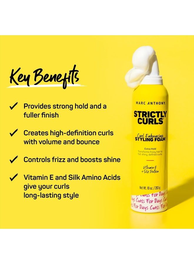Strictly Curl Enhancing Styling Foam , Extra Hold - Vitamin E & Silk Proteins Transforms Frizzy Hair to Full , Shiny , Defined Curls - Sulfate-Free Anti-Frizz Styling Mousse Product