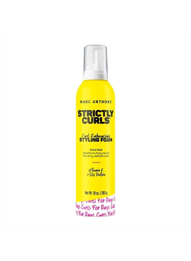 Strictly Curl Enhancing Styling Foam , Extra Hold - Vitamin E & Silk Proteins Transforms Frizzy Hair to Full , Shiny , Defined Curls - Sulfate-Free Anti-Frizz Styling Mousse Product