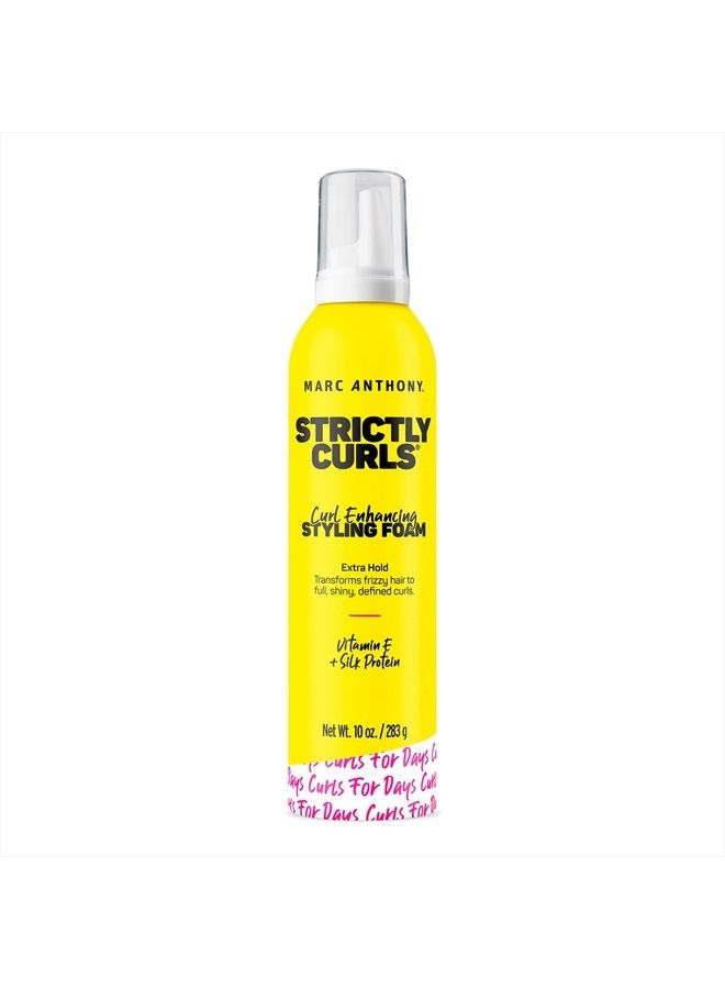 Strictly Curl Enhancing Styling Foam , Extra Hold - Vitamin E & Silk Proteins Transforms Frizzy Hair to Full , Shiny , Defined Curls - Sulfate-Free Anti-Frizz Styling Mousse Product