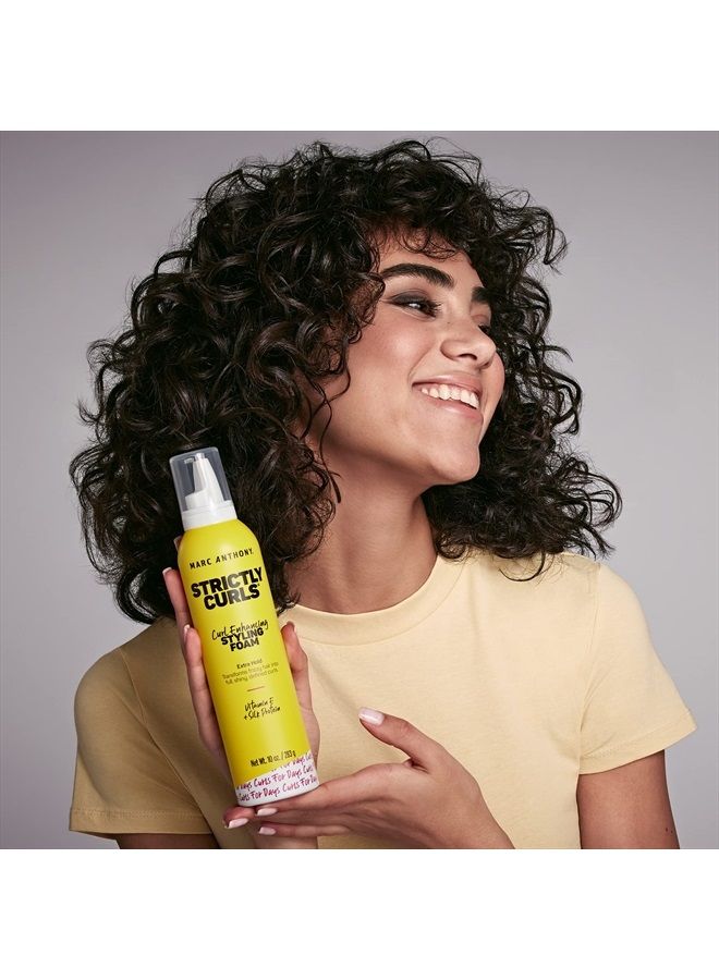 Strictly Curl Enhancing Styling Foam , Extra Hold - Vitamin E & Silk Proteins Transforms Frizzy Hair to Full , Shiny , Defined Curls - Sulfate-Free Anti-Frizz Styling Mousse Product