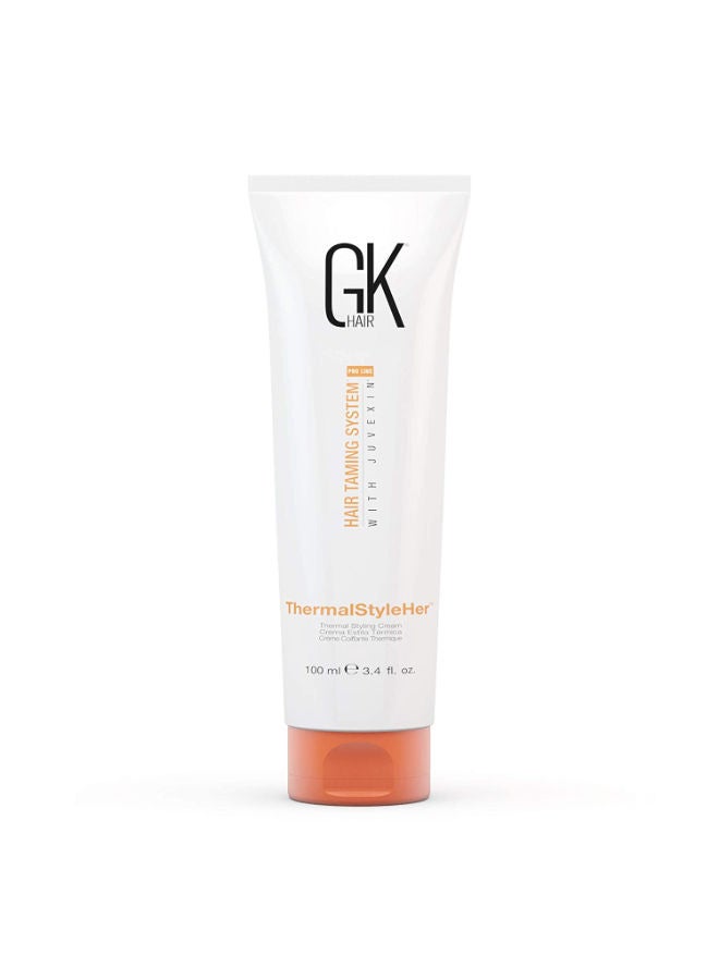 GK HAIR Global Keratin ThermalStyleHer 100ml Heat Styling Protection Anti Frizz Hair Cream Thermal Flat Ironing Style Protector for Men Women