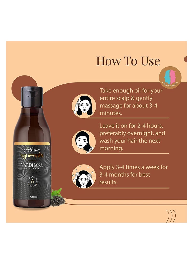 Vardhana Hair Oil With Pumpkin Seed Oil And Saw Palmetto as Natural DHT Blockers 150ml
