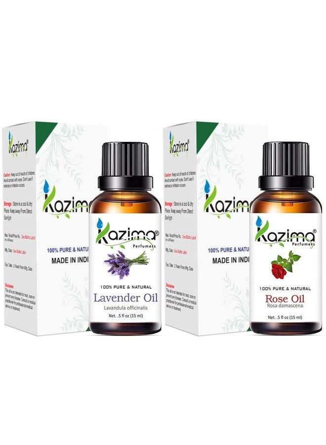 Combo Of Lavender Oil & Rose Oil 100% Pure Essential Oil For Skin & Hair 15 Ml Each