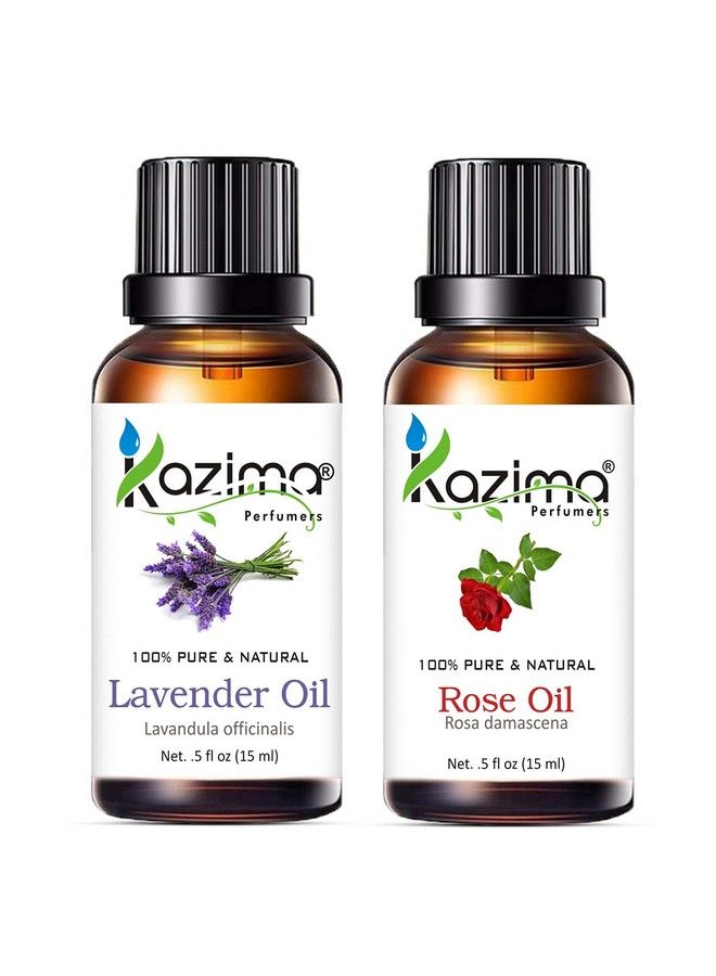 Combo Of Lavender Oil & Rose Oil 100% Pure Essential Oil For Skin & Hair 15 Ml Each