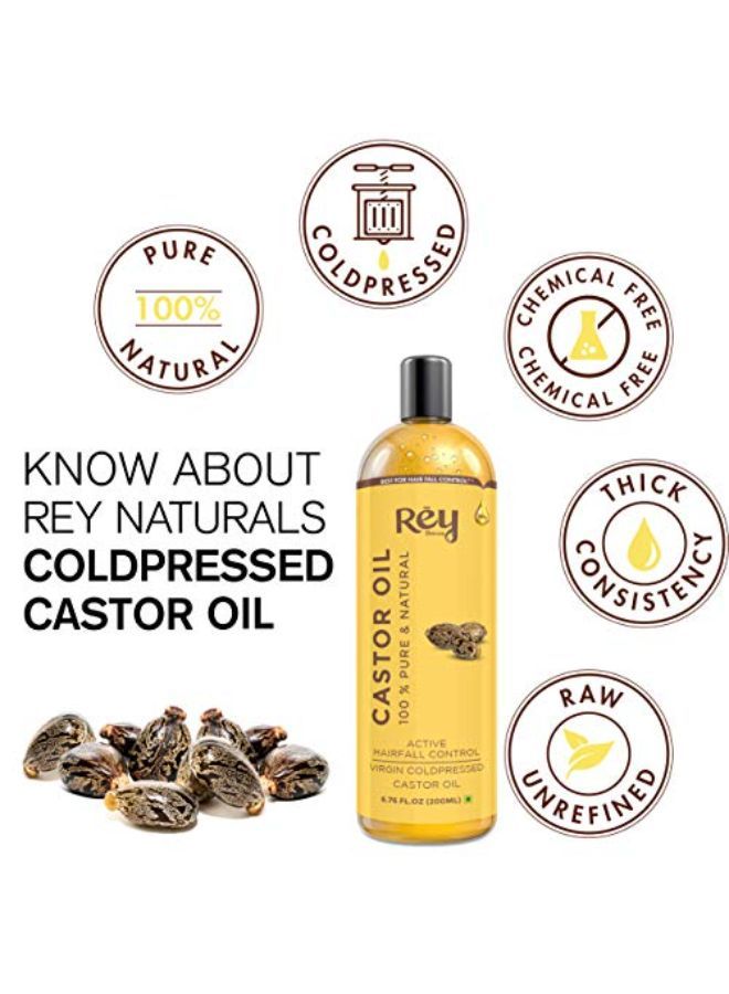 Cold-Pressed, 100% Pure Castor Oil - Moisturizing & Healing, For Skin, Hair Care, Eyelashes (400Ml) - (200Ml X 2)