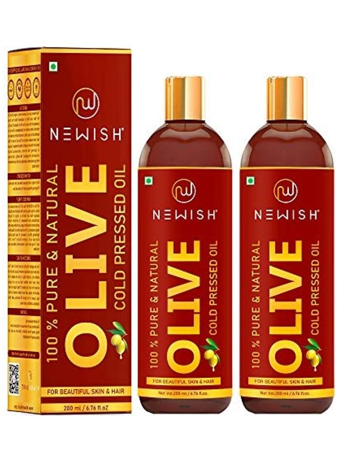 Pack Of 2 Cold Pressed Olive Oil For Hair And Skin Multicolour 400ml