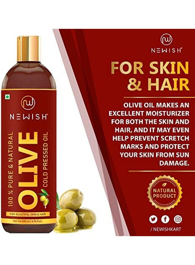 Pack Of 2 Cold Pressed Olive Oil For Hair And Skin Multicolour 400ml