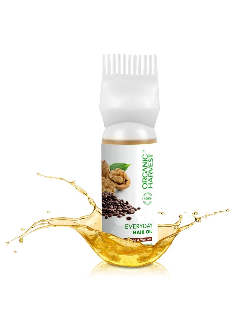 Organic Harvest Everyday Hair Oil For Both Men & Women Infused with Coffee & Walnuts Extracts | 100% Certified Organic - 150ml