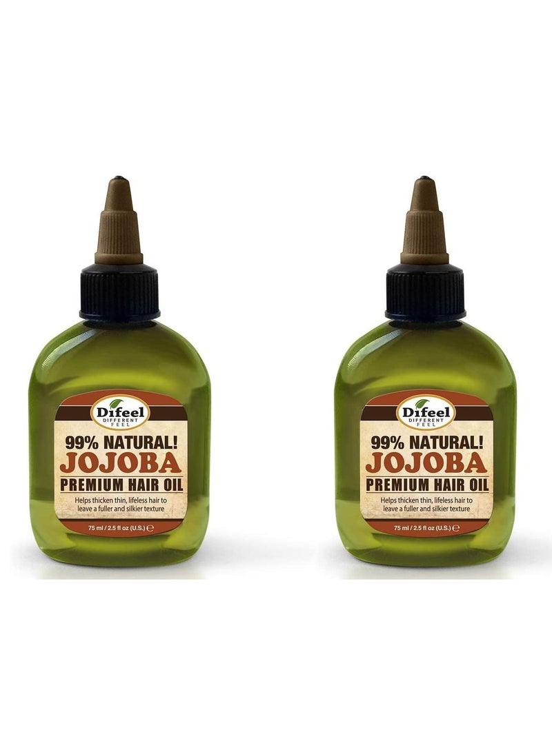 2 x Natural Jojoba Premium Hair Oil 75ml