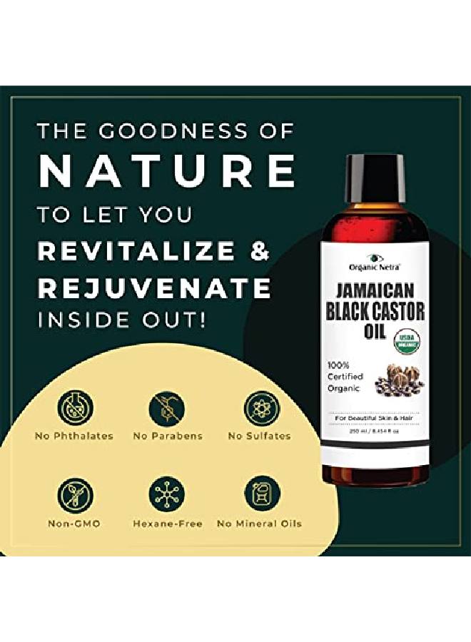 ® Jamaican Black Castor Oil Certified Organic Roasted Coldpressed Essential Oil Ideal For Beautiful Skin And Hair 250 Ml