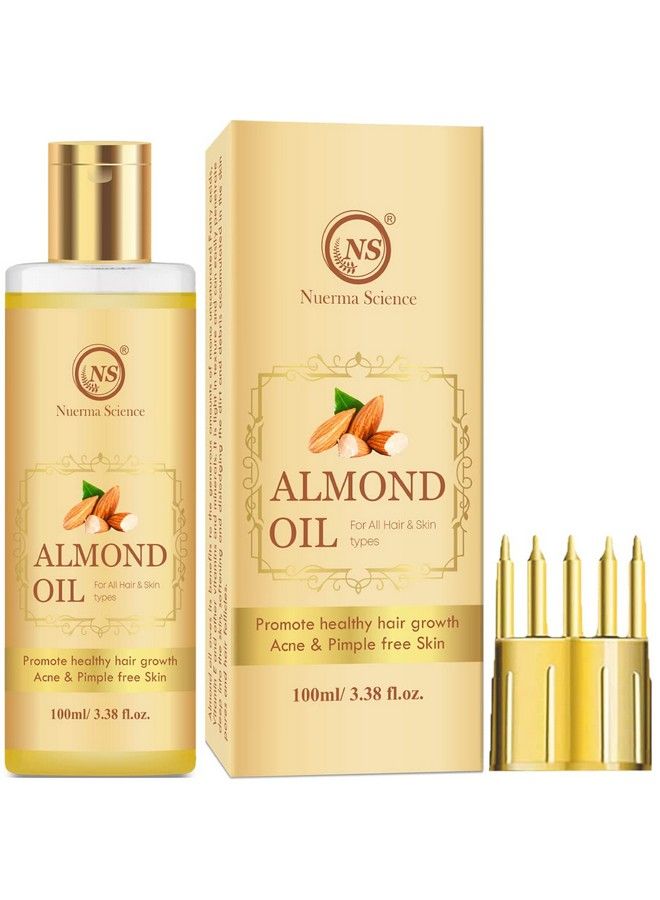 Sweet Almond Oil 100 Ml (Rich In Vitamin E Oil For Healthy Skin Hair Nail Care Eyelashes Growth Beard Growth Antiageing Body Massage)