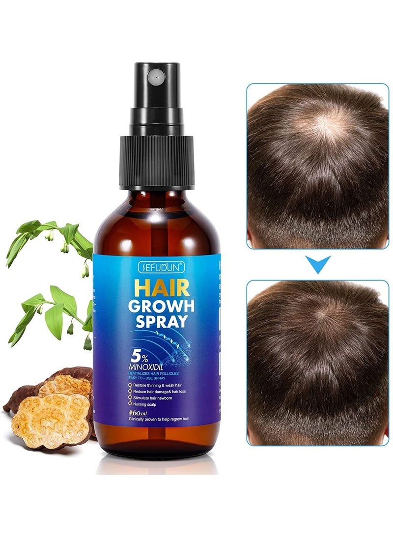 5% Minoxidil Hair Growth Spray for Longer Thicker Fuller Hair Professional Treatment for Hair Loss and Hair Regrowth Treatment Serum Minoxidil for Men and Women 60ml