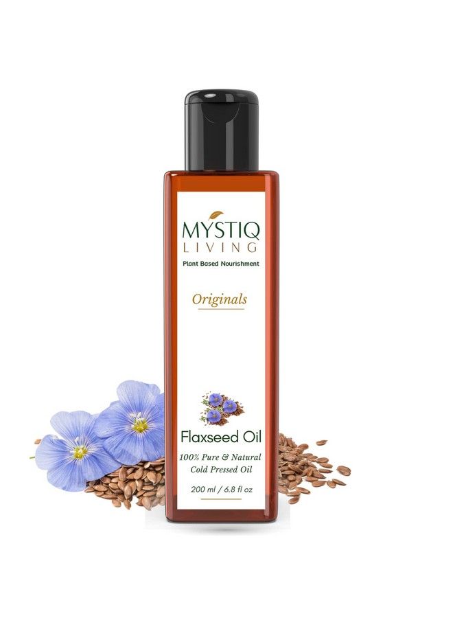 Originals Flax Seed Oil ; Omega 3 Enriched ; Wood Pressed ; For Hair Skin & Body ; 100% Pure And Natural 200 Ml