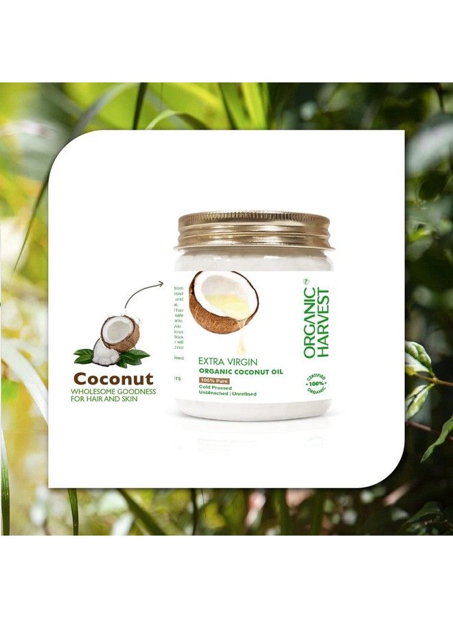 Cold Pressed Extra Virgin Coconut Oil; For Hair & Skin; For Men & Women; Ideal For All Type Skin & Hair Growth; Unbleached & Unrefined; 100% American Certified Organic Sulphate & Paraben Free 200Ml