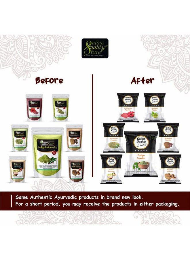 Reetha (100G) + Amla (100G) + Shikakai (100G) + Bhringraj (100G) + Hibiscus (100G) + Mehandi (100G) + Free Indigo (100G) Powder For Hairs 700G