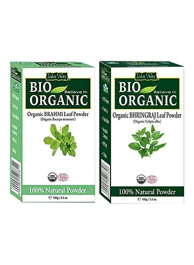 2-Piece Bio Organic Natural Brahmi And Bhringraj Powder Multicolour 200grams