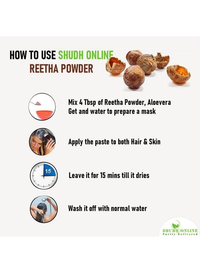 Organic Reetha Powder Kunkudukai Powder Aritha Ritha Soapnut (500 Grams) For Hair Growth Hair Wash Scalp Treatment Skin Care