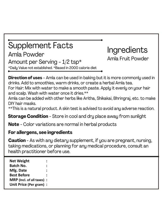 Natural Amla Indian Gooseberry Powder For Hair Care 227G