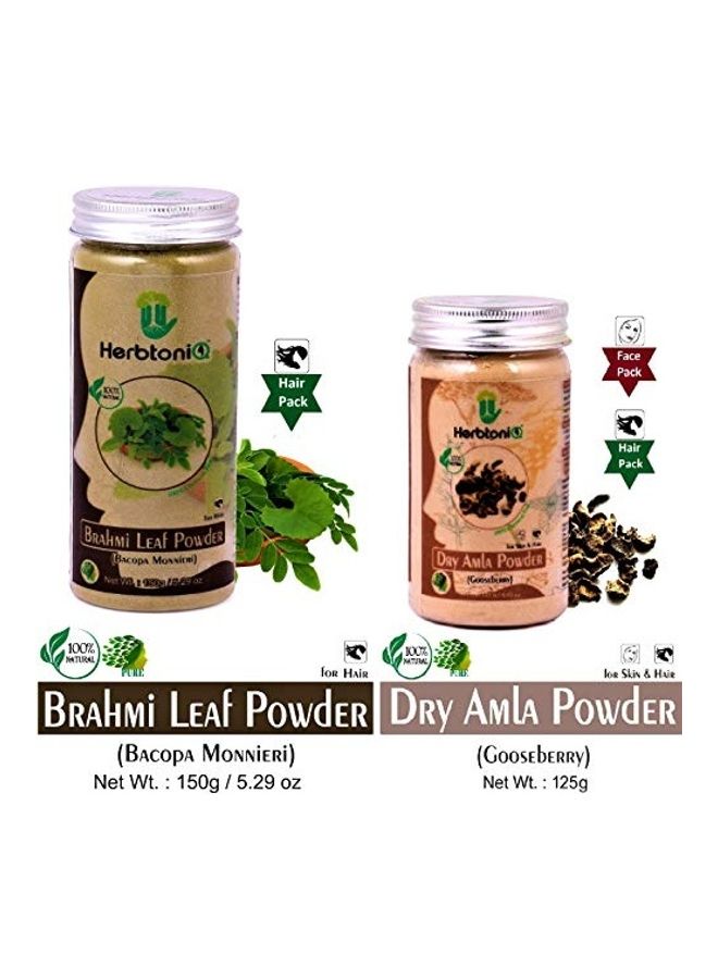 Brahmi Leaf Powder And Natural Dry Amla Powder For Hair Pack Multicolour 275grams