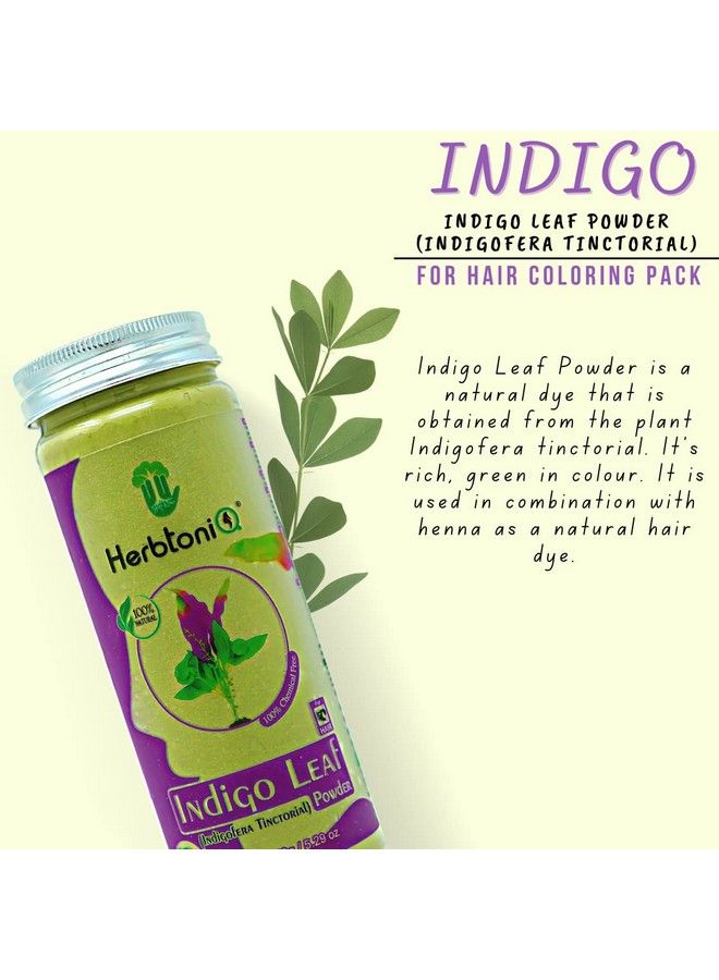 100% Natural Indigo Leaf Powder (Indigofera Tinctorial) For Hair Coloring Pack 150G