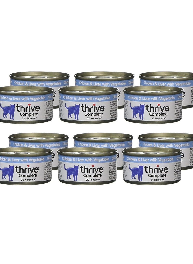 12 Piece Complete Chicken And Liver With Vegetable Cat Wet Food 75g